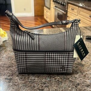 Lauren Ralph Lauren Black and White Houndstooth Women's Bag